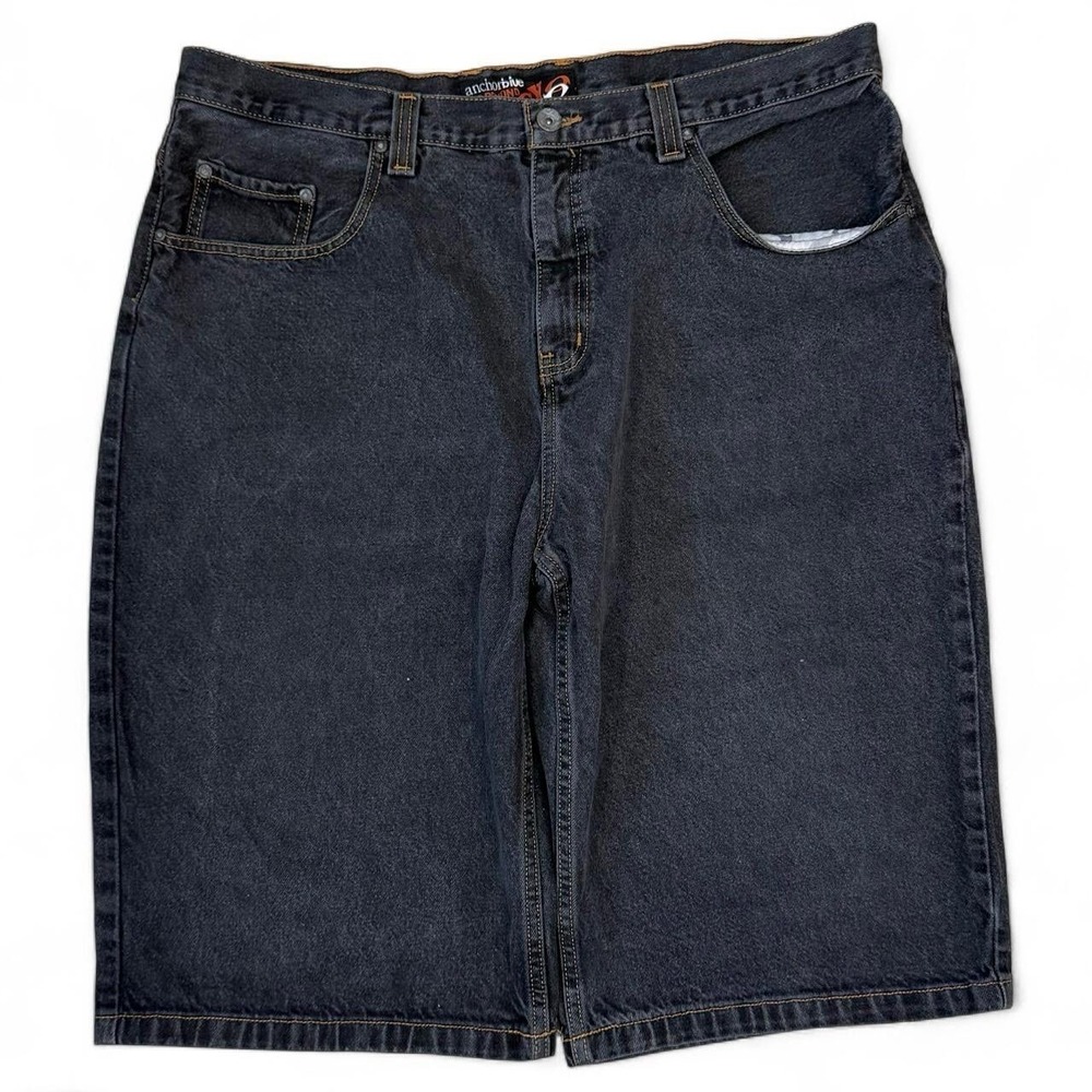 Vintage Anchor Blue Beyond Baggy Faded Black Denim Shorts Men's 40 Jorts Y2K VTG